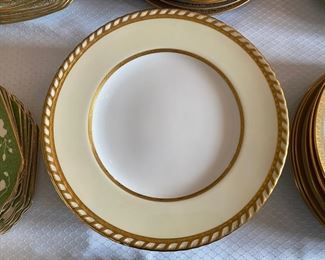 Minton's Cream & gold banded  dinner plates 12 pc. 