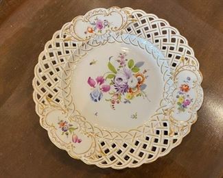 Dresden painted floral plate 