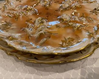 2 pc. 9" Haviland seaweed oyster plates
