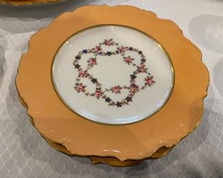 6 pc. floral plates with salmon border $100.00