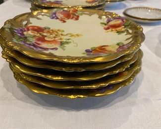 10 Limoges painted fruit plates 8.25"  