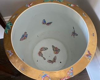 Pr. gilded Chinese fish bowls   $450.00 pr.                                         18.5"h x 21.5" diameter