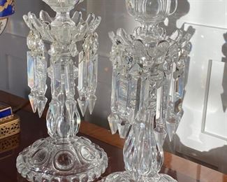 Pr. antique Baccarat crystal prism candlesticks 