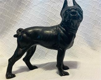 Antique Figural Cast Iron Boston Terrier Pug Doorstop, Circa 1900  ($60)
This antique canine doorstop offers cast iron construction in bulldog / pug form, c1900
This mid-century Hubley cast iron English Bulldog art statue sculpture dog doorstop can be found online for more than two times (2x) the asking price. 
It seams are imperceivable while its beauty is undeniable.  This is piece achieves a look that is both cute and majestic. An awesome gift for dog lovers and collectors! 
Measures - 9.75''H X 4.5''W X 10''D.