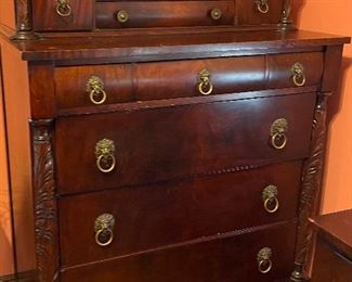 Gorgeous Mahogany Bedroom Set
$500

This solid mahogany bedroom set exemplifies classic style combining ornate hardware with hand-carved craftmanship. The full bed showcases a softly curving headboard with 5-foot posts. That same shape is echoed on the tops of the dressers and in the frame of the matching mirrors. All drawers are full-extension with a quality that ensures lasting utility for this suite. 

Set includes:

    Dresser: 10 drawers
    Vanity with mirror: 5 drawers
    Credenza: 3 drawers
    Wall Mirror
    Bed: Full four-post bed
    Includes mattress & box spring

  
Featuring:
    Solid mahogany
    Full-extension drawers
    Hand-finished

You will not find a lovelier, more sturdy collection. 

From a smoke-free, pet-free home