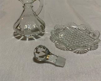 Crystal Vinegar Bottle with Stopper and nesting saucer   ($7)