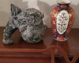 Foo dog and vase