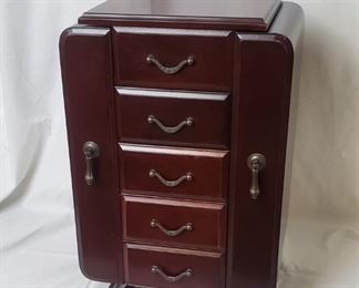 Jewelry chest side doors and drawers