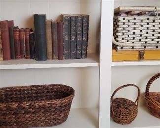 Lots of baskets and old books