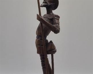 Wooden Don Quixote figure with spear