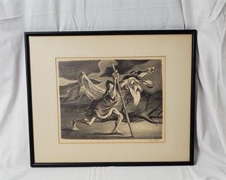 Framed Signed Lithograph: "Diogenes
by Gropper, William (American, 1897-1977)