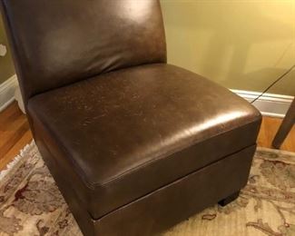 POTTERY BARN LEATHER SLIPPER CHAIR  $125
Dimensions: 32" W x 33" H x 27" D    Condition:  Gentle Ware
