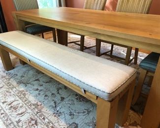 SOLID WOOD DINING TABLE 90" L x 38 w W/ BENCH 72 L  AND 4 CHAIRS $895 Crate & Barrel

