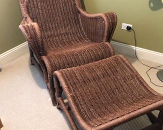 WICKER CLUB CHAIR WITH MATCHING OTTOMAN $295
