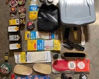 Shoe care products and tote (products in unknown condition)