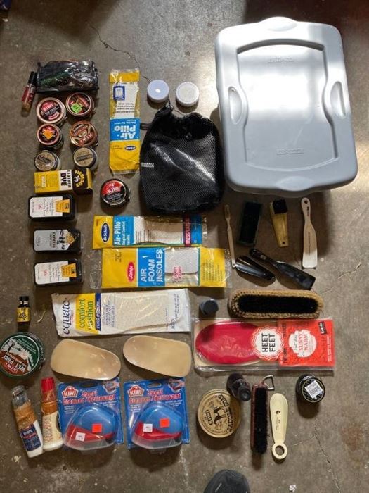 Shoe care products and tote (products in unknown condition)