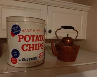 Copper finish tea pot vintage tin