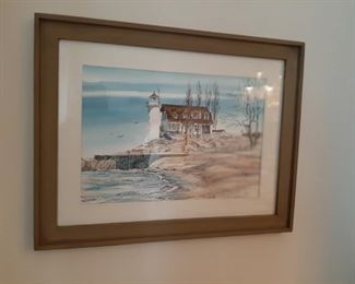 Nautical beach wall art lighthouse 