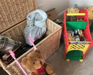 Vintage toys wicker trunk toy box