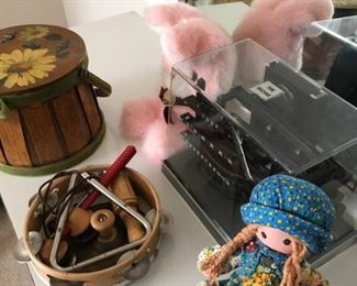 Holly hobby  vintage tambourine triangle time keeping device clock