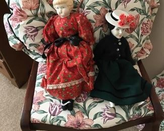1 of 2 matching accent chairs porcelain dolls