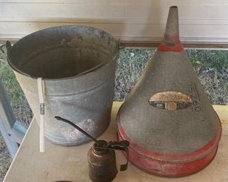 Galvanized Bucket and Funnel