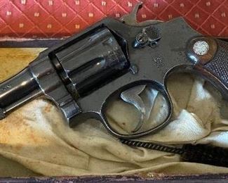 Old Smith & Wesson M&P 38 Special Square Butt Revolver with Original Old Box (Permit or CCW Required for Purchase)