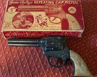 Gene Autrey Cast Iron Cap Pistol with Box