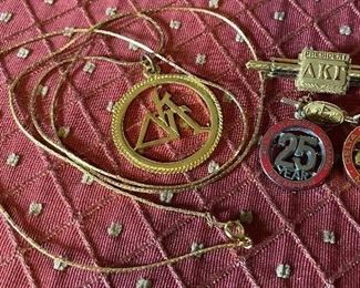 Delta Kappa Gamma Pins and Necklace