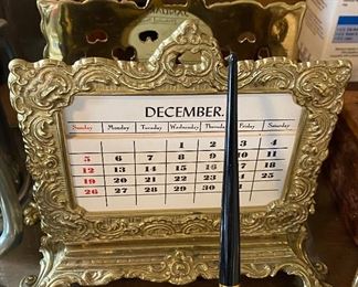Brass Desk Calendar/Letter Holder 