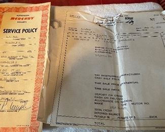Old Mercury Service Policy and Invoice