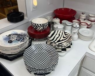 and assortment of coordinating plates in a variety of colors and designs