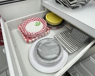 an abundance of paper goods.