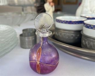 Vintage Soffieria Parise Art Glass Perfume Bottle with Stopper Made in Italy