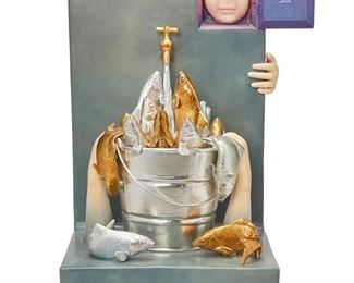 1088
Sergio Bustamante
b. 1949
Fish Cooling (Peces Refrescandose)
Ceramic and paint
Edition: 2/50
Signed and numbered lower right: Sergio Bustamante
37" H x 20" W x 19" D
Estimate: $3,500 - $4,500