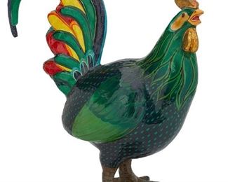 1089
Sergio Bustamante
b. 1949
Rooster, 1982
Paper mache and paint
Edition: 11/100
Signed and numbered: Sergio Bustamante
22" H x 25" W x 9" D
Estimate: $800 - $1,200