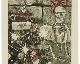 1106
Julio Cesar Pena Peralta
b. 1969 <br /> Etching and aquatint in colors on paper under glass <br /> A printer's proof aside from the edition of unknown size <br /> Signed, titled, dated and inscribed in pencil in the lower margin: Peña
"Happy New Year," 2007
Etching and aquatint in colors on paper under glass
A printer's proof aside from the edition of unknown size
Signed, titled, dated and inscribed in pencil in the lower margin: Pena
Plate: 6.5" H x 4.5" W; Sight: 7.5" H x 5.5" W
Estimate: $300 - $500