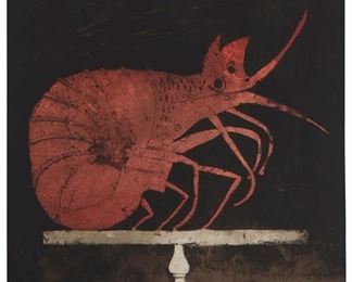 1123
Rufino Tamayo
1899-1991
"Langosta," 1973
Color lithograph on paper
Edition: 6/75
Signed lower right: R. Tamayo; numbered lower left
Sight: 28" H x 22" W
Estimate: $1,500 - $2,500