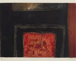 1128
Angel "Andy" Rivero Sierra
b. 1965
"Recordando A Un Amigo," 2004
Collagraph in colors on paper
An artist's proof aside from the edition of unknown size
Signed, titled, dated, and inscribed "P/A" in pencil in the lower margin: Andy
Plate: 18.5" H x 26.25" W; Sight: 20.75" H x 28.5" W
Estimate: $500 - $700