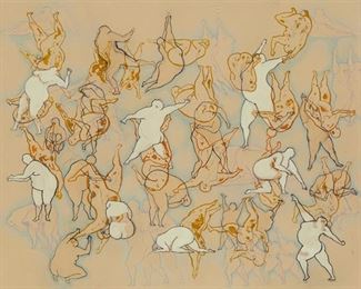 1143
20th Century Mexican School
Gesture And Form Study
Mixed media on paper
Appears unsigned
Sight: 18.5" H x 24" W
Estimate: $300 - $500