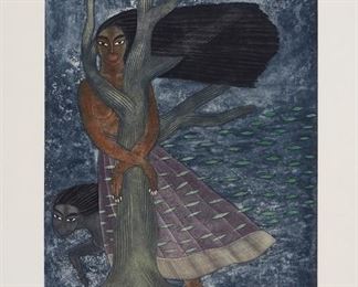 1221
Juan Alcazar Mendez
1955-2013
"Hoyos Al Vinito," 1996
Etching and aquatint on paper
Edition: P.I 2/2
Signed, titled, dated, and numbered in pencil in the lower margin: Alcazar
Plate: 21" H x 16.5" W; Sheet: 29.5" H x 21.5" W
Estimate: $500 - $700