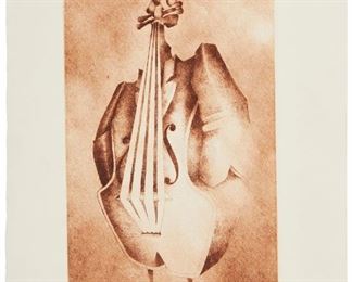 1232
20th Century Mexican School
"Personalidad"
Etching on paper
Edition: 17/100
Signed, titled, and numbered in pencil in the lower margin
Plate: 11.5" H x 7.5" W; Sheet: 15.5" H x 12" W
Estimate: $200 - $400