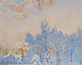 2004
Gunnar Widforss
1879-1934
"Yosemite In Winter"
Watercolor on paper
Unsigned; titled by repute
Sight: 15.5" H x 12.5" W; Sheet: 16" H x 13" W
Estimate: $8,000 - $12,000