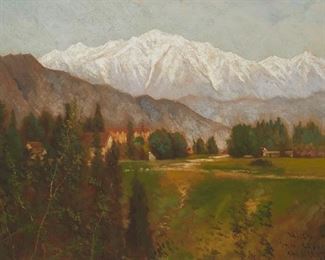 2006
Edwin Deakin
1838-1923
Study For "San Gabriel Valley From Near The Mission," 1897
Oil on canvas
Signed, titled and inscribed verso: Edwin Deakin; inscribed and dated lower right: Valley of San Gabriel / Apr. 2, 1897
12" H x 18" W
Estimate: $2,000 - $3,000