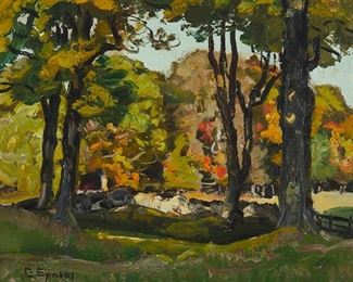 2010
George Gardner Symons
1863-1930
"Santa Barbara Summer"
Oil on board
Signed lower left: G. Symons; titled on a label affixed verso
10" H x 12" W
Estimate: $2,000 - $3,000