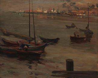 2026
Jean Mannheim
1863-1945
Boats In A Harbor
Oil on canvas laid to board
Signed lower right: J. Mannheim
20" H x 24" W
Estimate: $3,000 - $5,000