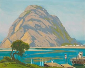 2032
Sam Hyde Harris
1889-1977
Morro Rock
Oil on canvas
Estate signed lower left: Sam Hyde Harris; with the estate stamp signed by Maureen St. Gaudens verso
22" H x 28" W
Estimate: $4,000 - $6,000