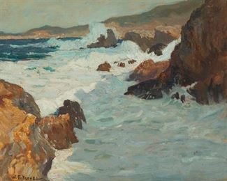 2036
William Ritschel
1864-1949
"Carmel Coast"
Oil on panel adhered to Masonite
Signed lower left: W. Ritschel; titled by repute
12" H x 16" W
Estimate: $7,000 - $9,000