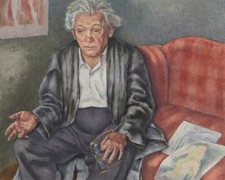 2050
George Biddle
1885-1973
"Portrait Of Abraham Walkowitz," 1943
Oil on canvas laid to waxed canvas
Signed and dated lower left: Biddle; titled on a gallery label affixed to backing board
40" H x 30" W
Estimate: $1,500 - $2,500