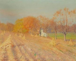 2060
Leonard Ochtman
1854-1934
Hay Field With A House In The Distance, 1896
Oil on canvas
Signed and dated lower left: Leonard Ochtman
Sight: 15.5" H x 21.5" W
Estimate: $1,000 - $2,000
